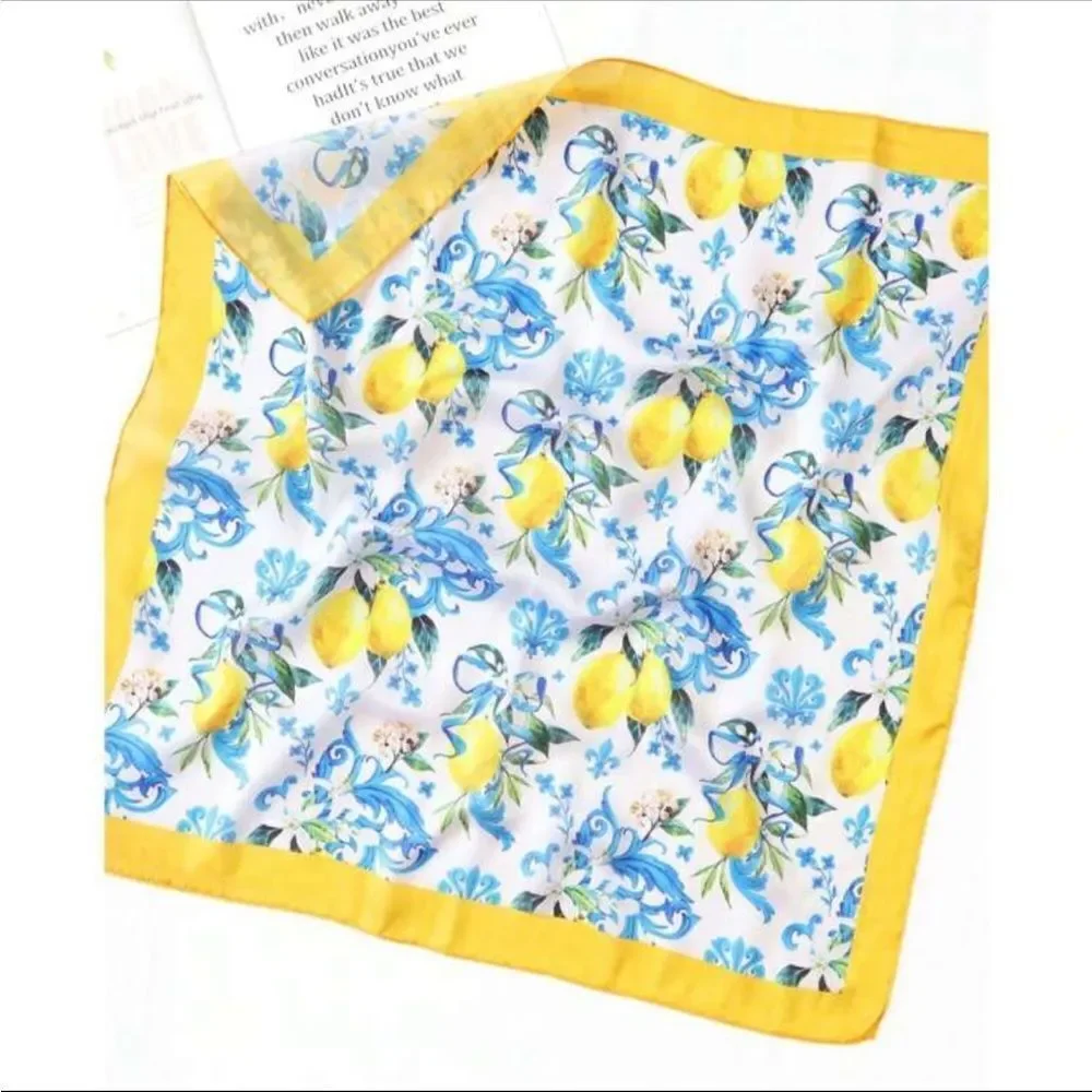Vibrant Lemon Print Scarf N873